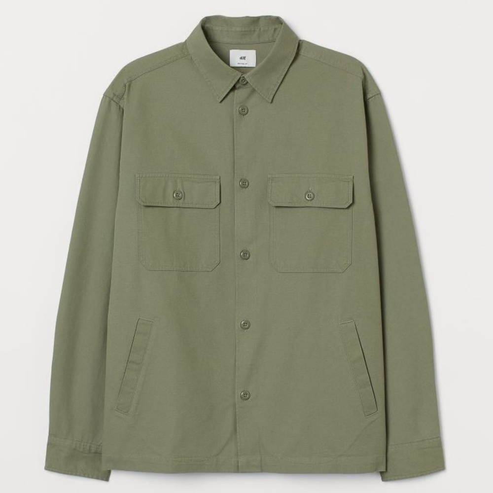 H&M Relaxed Fit Green Shirt Jacket - M